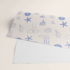 Coastal Cowgirl | Beachy Blue Seashells & Boots Wrapping Paper Gallery Image 2