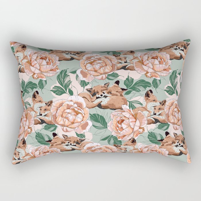 Red foxes in the rose bushes 24 Rectangular Pillow Gallery Image 2