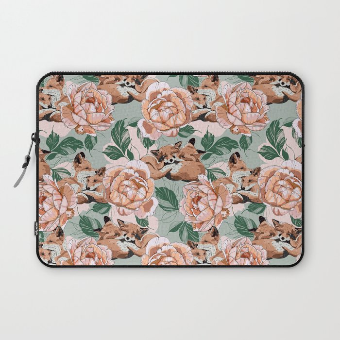 Red foxes in the rose bushes 24 Laptop Sleeve Gallery Image 1