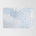 Festive, Winter, Floral Prints, Soft Blue and White Rug Gallery Image 2
