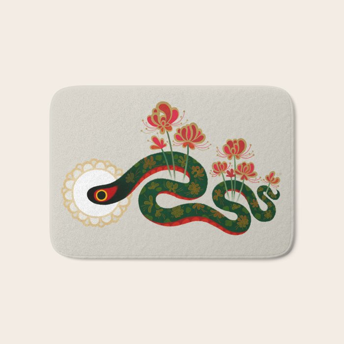 Snake and flowers Bath Mat Gallery Image 1