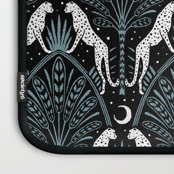 Night Cheetahs - black, white, and blue Laptop Sleeve Gallery Image 3