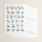 Dinosaur alphabet in muted shades of blue, grey and green Wrapping Paper Gallery Image 3