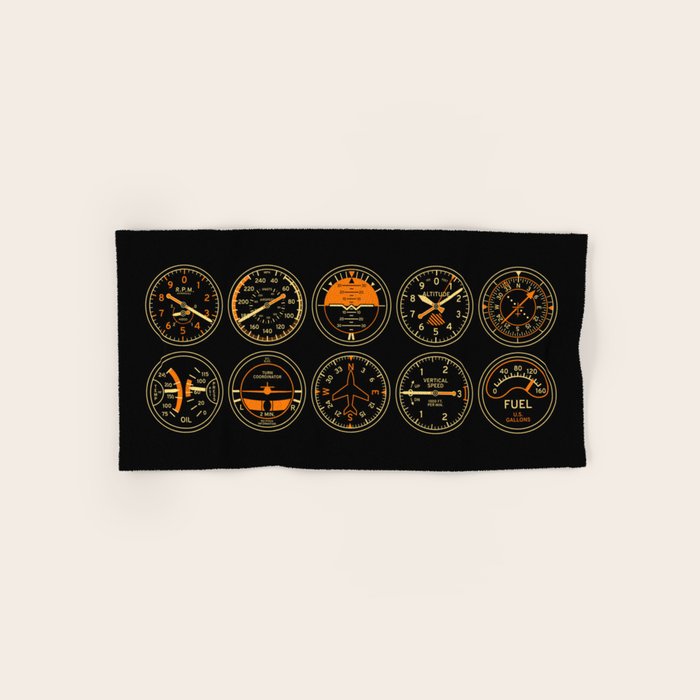 Aircraft Flight Instruments - Full Black Bath Towel Gallery Image 1