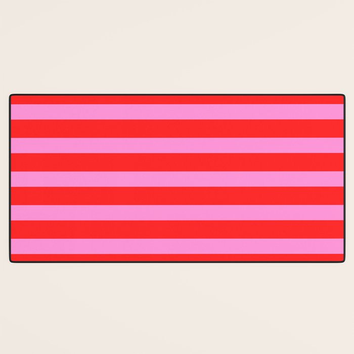 Preppy Pink and Red Stripes Pattern Desk Mat Gallery Image 3