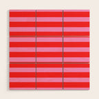 Preppy Pink and Red Stripes Pattern Wood Wall Art Gallery Image 1