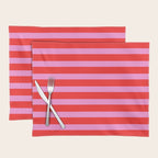 Preppy Pink and Red Stripes Pattern Placemat Gallery Image 1
