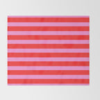 Preppy Pink and Red Stripes Pattern Throw Blanket Gallery Image 2