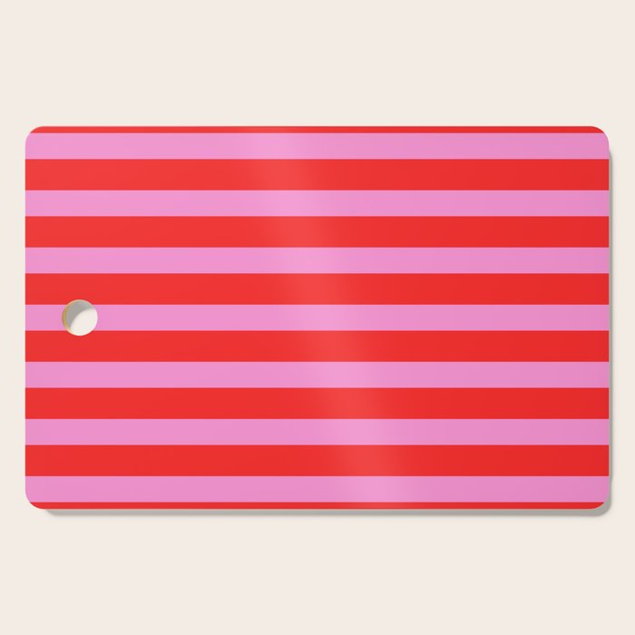 Preppy Pink and Red Stripes Pattern Cutting Board Gallery Image 1