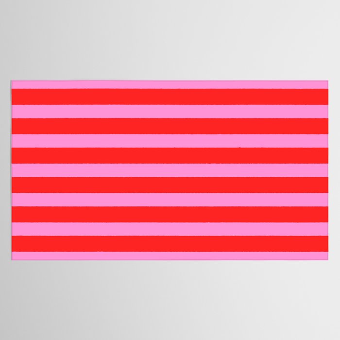 Preppy Pink and Red Stripes Pattern Tablecloth Gallery Image 2
