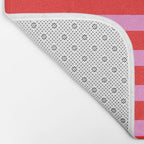 Preppy Pink and Red Stripes Pattern Bath Mat Gallery Image 2