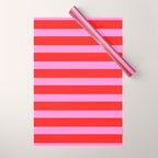 Preppy Pink and Red Stripes Pattern Wrapping Paper Gallery Image 1