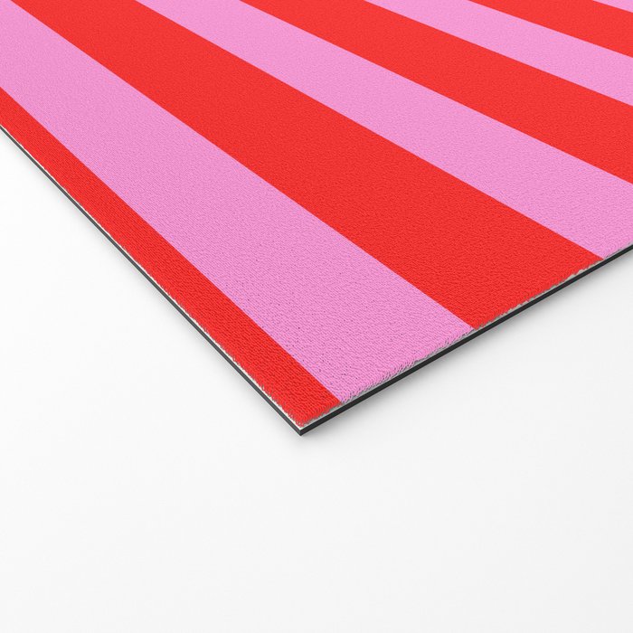 Preppy Pink and Red Stripes Pattern Welcome Mat Gallery Image 2