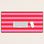 Preppy Pink and Red Stripes Pattern Desk Mat Gallery Image 1