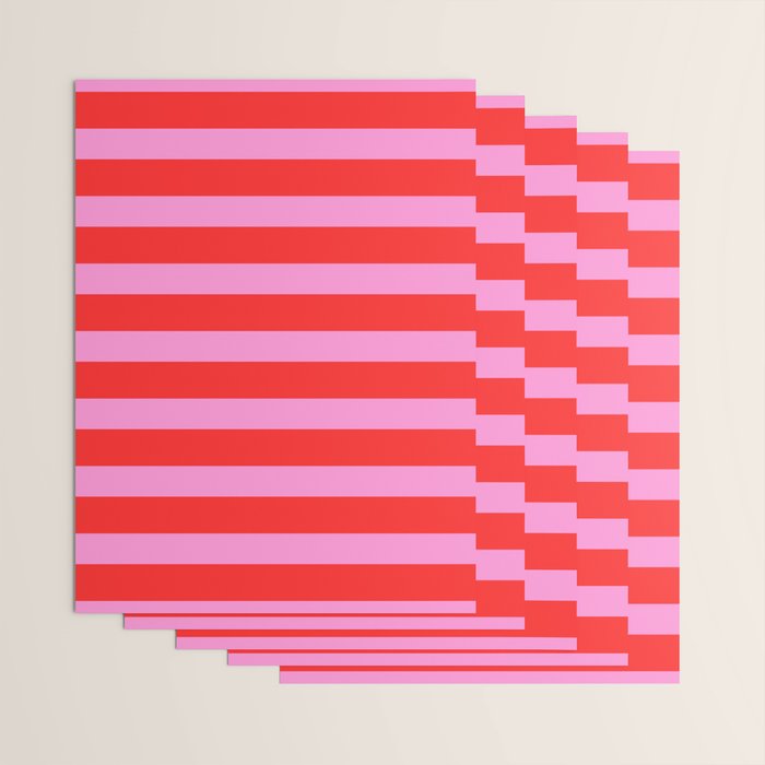 Preppy Pink and Red Stripes Pattern Wrapping Paper Gallery Image 3