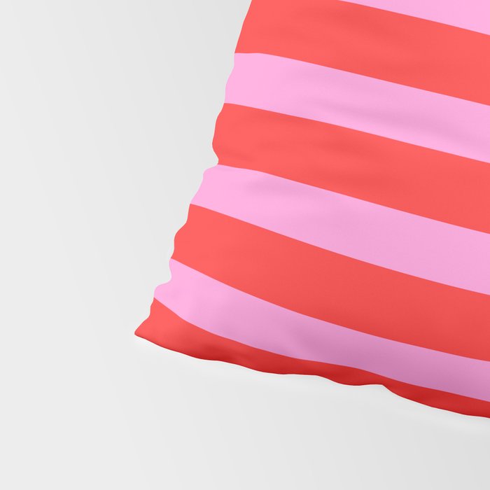 Preppy Pink and Red Stripes Pattern Pillow Sham Gallery Image 4