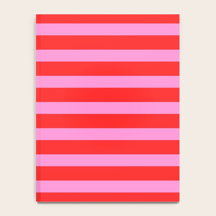 Preppy Pink and Red Stripes Pattern Notebook Gallery Image 4