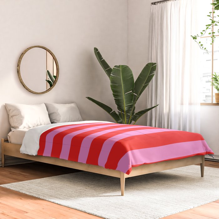 Preppy Pink and Red Stripes Pattern Comforter Gallery Image 2