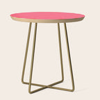 Preppy Pink and Red Stripes Pattern Side Table Gallery Image 1