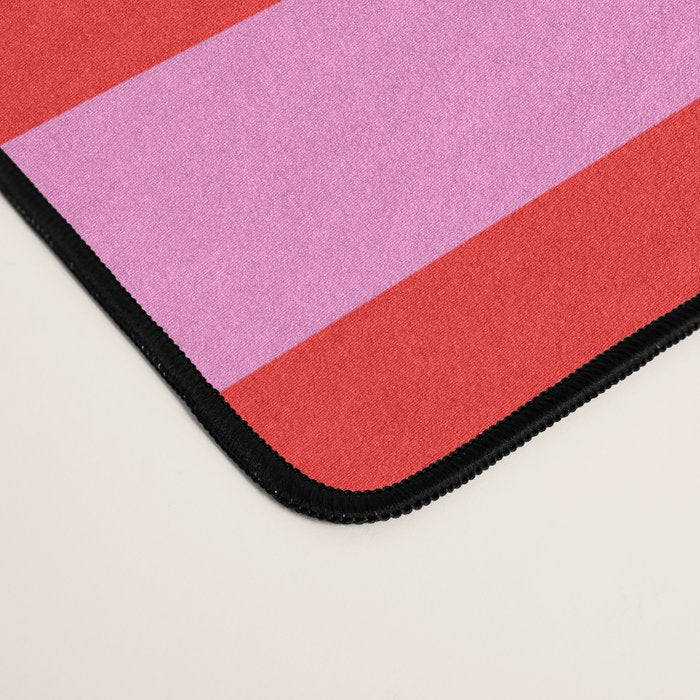 Preppy Pink and Red Stripes Pattern Desk Mat Gallery Image 4