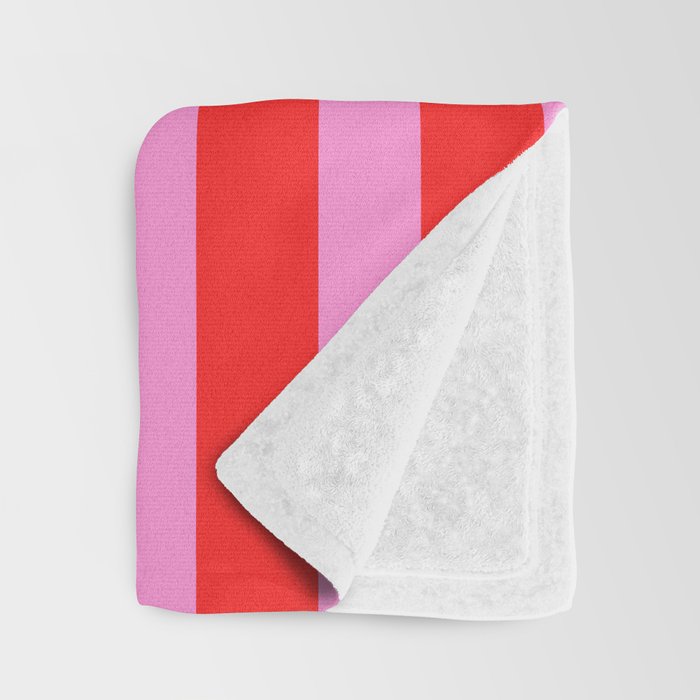 Preppy Pink and Red Stripes Pattern Throw Blanket Gallery Image 3