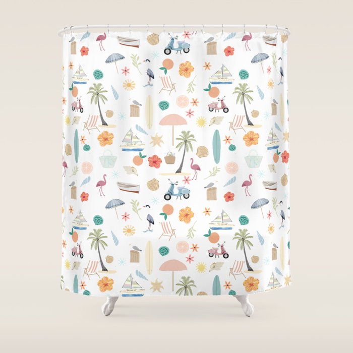 Fun beach pattern Shower Curtain Gallery Image 1