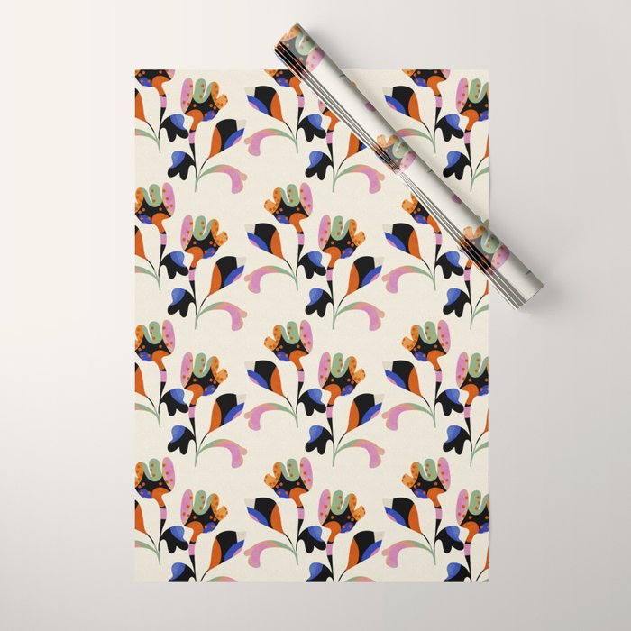 abstract whimsical flower minimal Wrapping Paper Gallery Image 1
