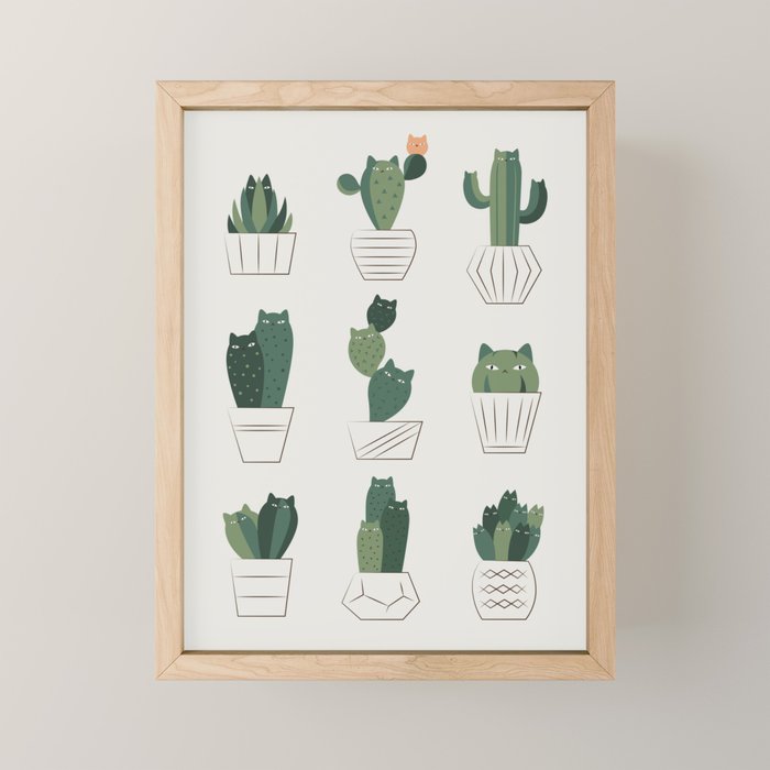 Cat and Plant 20: Cattus Mini Art Print Gallery Image 1