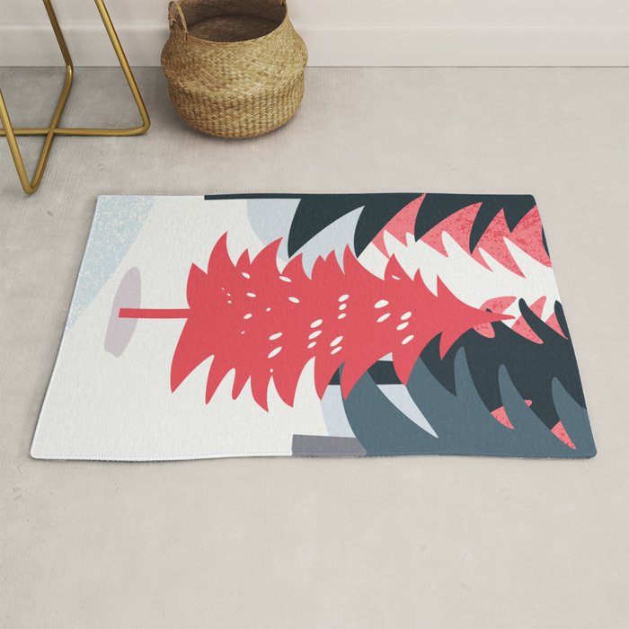 Winter christmas pine tree forest art Rug Gallery Image 1