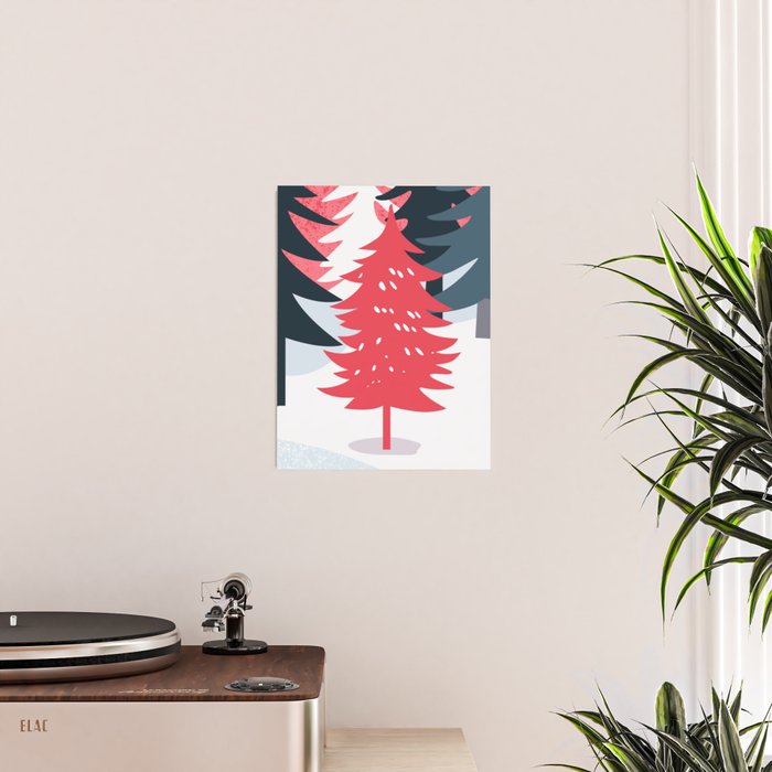Winter christmas pine tree forest art Poster Gallery Image 2