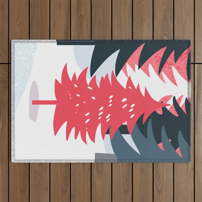 Winter christmas pine tree forest art Outdoor Rug Gallery Image 1