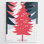 Winter christmas pine tree forest art Jigsaw Puzzle Gallery Image 1