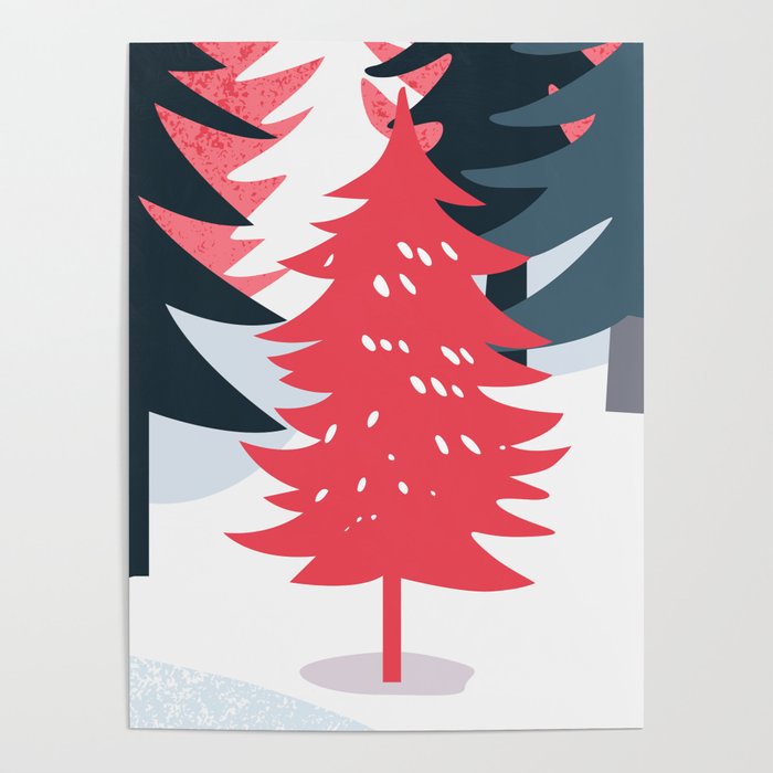 Winter christmas pine tree forest art Poster Gallery Image 4