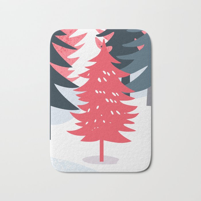 Winter christmas pine tree forest art Bath Mat Gallery Image 1