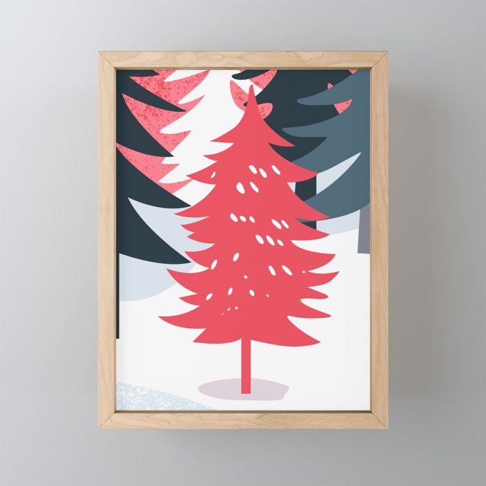 Winter christmas pine tree forest art Mini Art Print Gallery Image 1