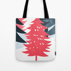 Winter christmas pine tree forest art Tote Bag Gallery Image 1