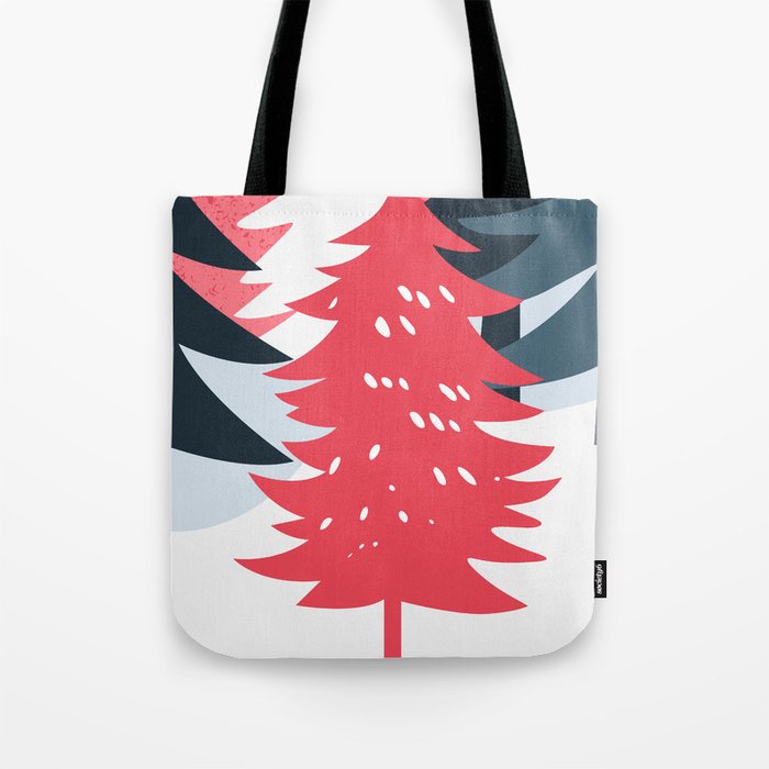 Winter christmas pine tree forest art Tote Bag Gallery Image 1