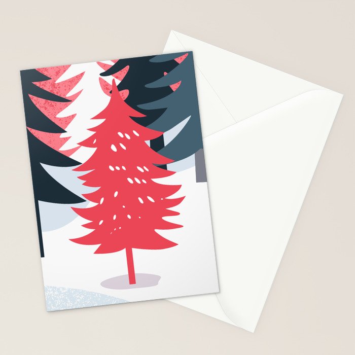 Winter christmas pine tree forest art Stationery Card Gallery Image 2