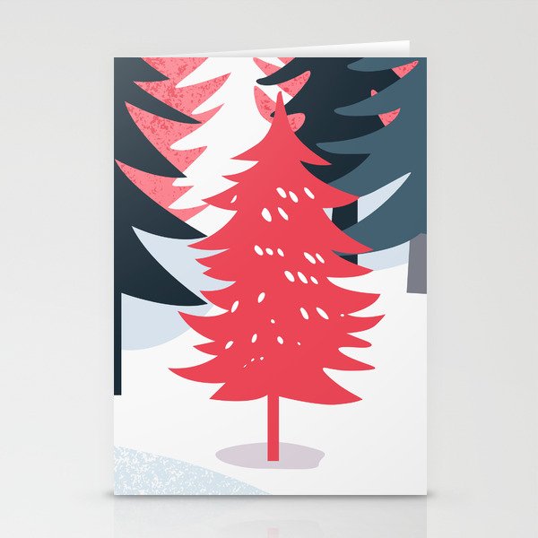 Winter christmas pine tree forest art Stationery Card Gallery Image 2