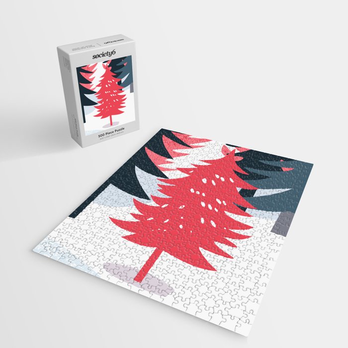 Winter christmas pine tree forest art Jigsaw Puzzle Gallery Image 2
