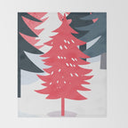 Winter christmas pine tree forest art Throw Blanket Gallery Image 2