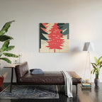 Winter christmas pine tree forest art Wood Wall Art Gallery Image 2