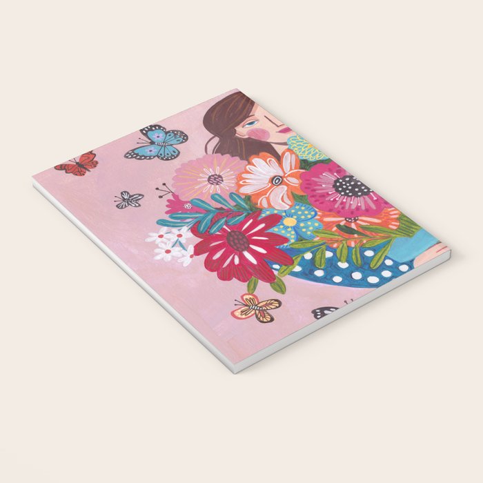Woman with flower bouquet Notebook Gallery Image 3