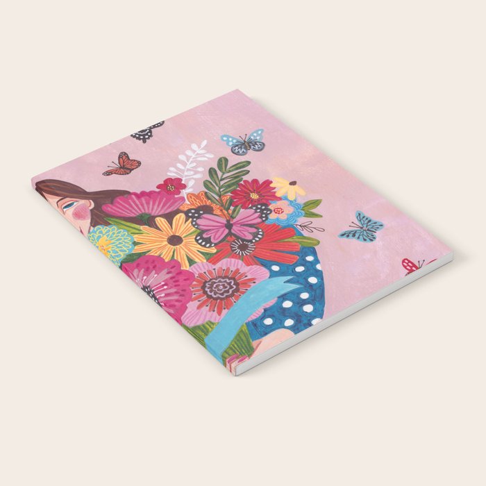 Woman with flower bouquet Notebook Gallery Image 2