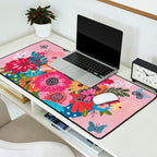 Woman with flower bouquet Desk Mat Gallery Image 2