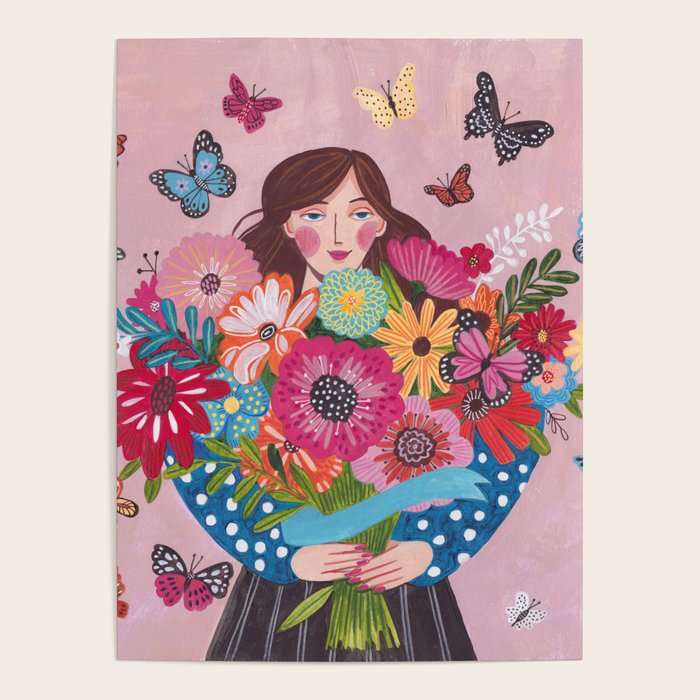 Woman with flower bouquet Poster Gallery Image 4
