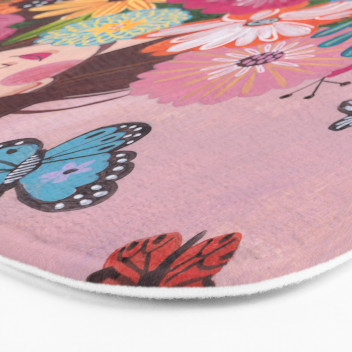 Woman with flower bouquet Bath Mat Gallery Image 3