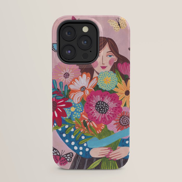 Woman with flower bouquet iPhone Case Gallery Image 31
