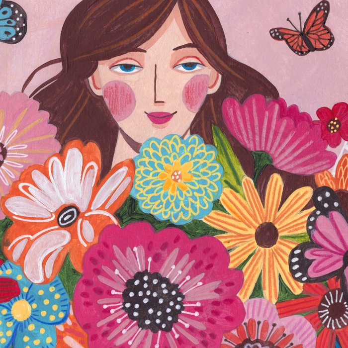 Woman with flower bouquet Coffee Mug Gallery Image 2