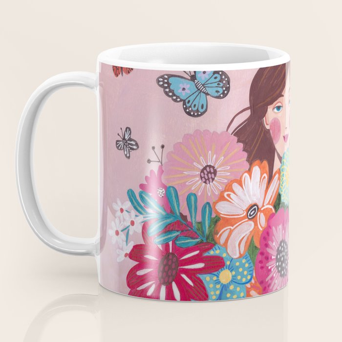 Woman with flower bouquet Coffee Mug Gallery Image 3
